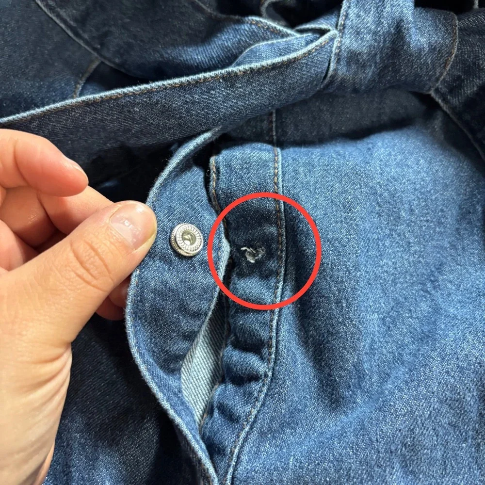 Friends Like These Denim Belted Midi Shirtdress Medium Wash Sz 4 Utility Rodeo - Picture 7 of 9